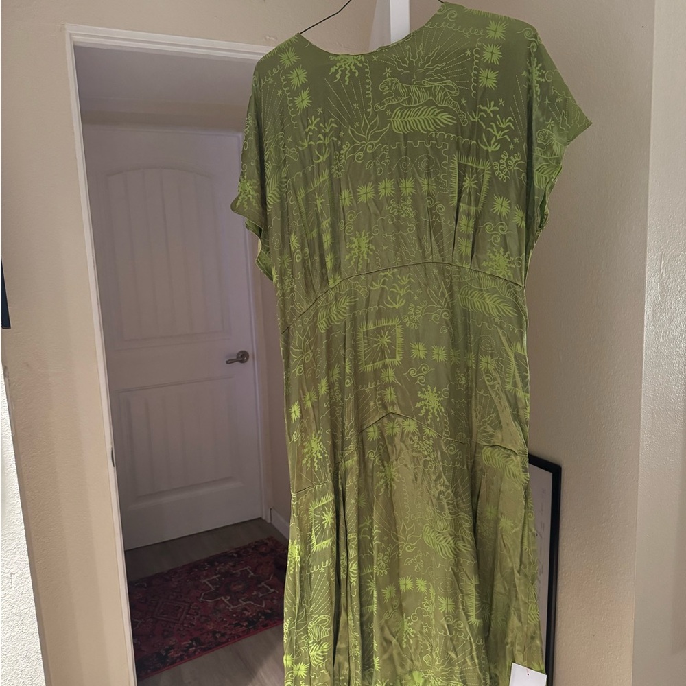 Never Fully Dressed Lime Green Satin Midi Dress - Picture 6 of 10